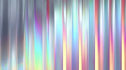 Poster - Iridescent metal panel background showcasing vibrant chromatic gradients in vertical bars, producing a captivating holographic effect with light and shadow.
