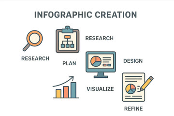 Poster - Infographic design layout featuring a 6-step arrow business model with six successive colorful rectangular elements for use in brochures and presentations