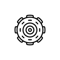 Aufkleber - isolated cogwheel outline revolves inside engineering drawing showcasing mechanical technology