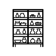 Poster - Shelf displays decorative pottery objects inside minimalist interiors exhibiting domestic wares artistic arrangements