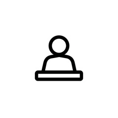 Poster - User avatar submits form at desk in white minimalist scene web design element