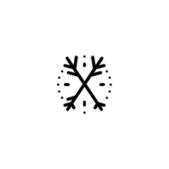 Poster - Symmetrical snowflake graphic rotates isolated cold season winter symbol