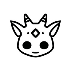 Poster - Stylized creature head faces front against white showing cute features