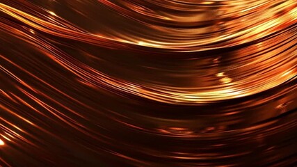 Poster - Mesmerizing Abstract Background with Flowing Golden Waves and Smooth Texture, Creating Warm and Inviting Atmosphere Enhanced by Soft Lighting Effects.