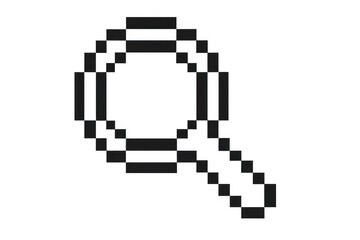 Poster - Pixel art representing a magnifying glass, ideal for highlighting search functionality in digital interfaces with its retro aesthetic
