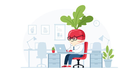 Poster - Radish Professional Working At Desk In Office Engaging With Computer Technology
