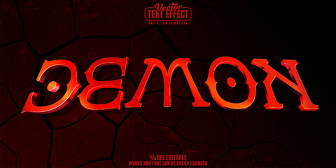Poster - Demon editable text effect, customizable blood and horror 3d font style