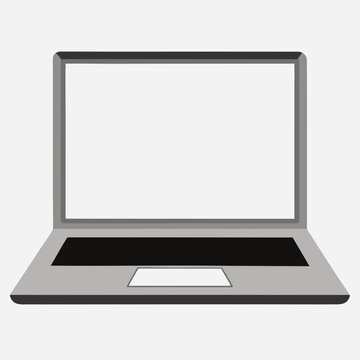 Simple gray laptop with blank screen and touchpad