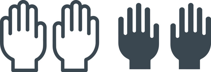 Leinwandbilder - Illustration of two pairs of hands, one pair outlined and one pair filled in dark color