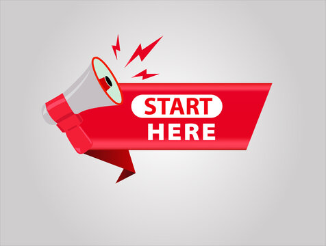 Start Here Sale banner red flat business banner and Poster design