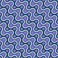 Poster - Abstract Geometric Purple Seamless Pattern with Wavy Lines and Circle Dots
