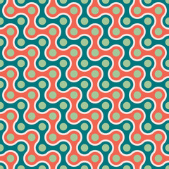Poster - Retro Seamless Wavy Line and Circle Decorative Geometric Pattern