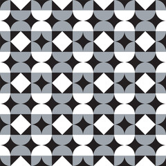 Poster - Geometric Monochrome Circle and Diamond Pattern Symmetrical Decorative Design Element
