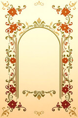 Poster - An ornate floral frame with vintage scrolls and decorative flourishes, creating an elegant background for invitations or classic design projects