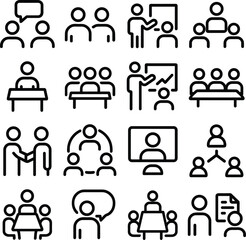 Poster - Minimalist Outline Meeting Teamwork Management Communication Sign Line Icon