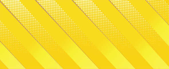 Poster - yellow and white diagonal geometric shape with halftone. Modern fiber textured vector illustration