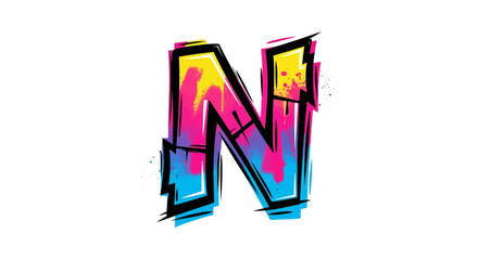 Aufkleber - Vector letter n graffiti art design colorful alphabet street art urban style typography font vector illustration