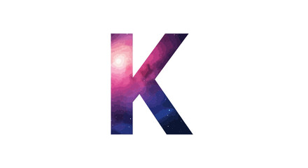 Aufkleber - Vector letter k galaxy space nebula cosmic alphabet initial typography design purple pink blue illustration art