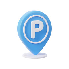 Fototapete - 3d Blue parking location pin icon isolated on transparent background