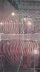 Poster - Animation of network of connections with light spots and 5g over servers