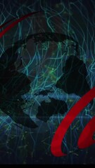 Poster - Animation of globe over light trails on black background