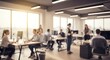 © SamTiara - Modern business office interior with employees working. Blurred background for professional concepts and presentations.
