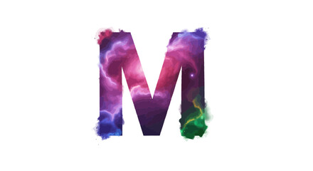 Aufkleber - Vector letter m galaxy space nebula cosmic watercolor painting alphabet initial typography design graphic resource