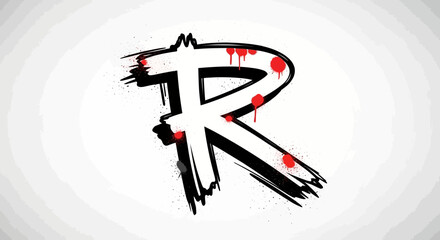 Aufkleber - Vector bloody letter r vector design splatter effect illustration with red drops and grunge style for logo design