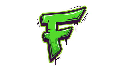 Aufkleber - Vector graffiti style letter f vector illustration with dripping paint effect for custom designs and creative projects