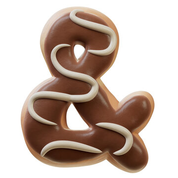 3D Font.Chocolate Biscuit Donut Font Concept. Isometric Alphabet. Numbers And Letters. 3d rendering isolated on white background