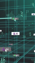 Leinwandbilder - Animation of graph over numbers and icon in message boxes with changing numbers and graphs
