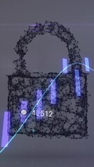 Poster - Animation of financial data processing over security padlock