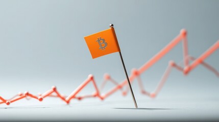 Poster - Flag on a stick representing a bullish market trend in cryptocurrency trading and investment strategies