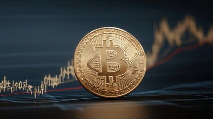 Poster - Bitcoin coin displayed on graph illustrating trends and market movements in the evolving digital currency landscape