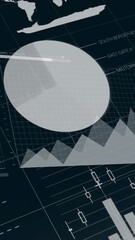 Leinwandbilder - Animation of infographic interface over graphs and map against black background