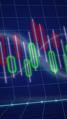 Leinwandbilder - Animation of multicolored graph with changing numbers over infinity symbol against blue background