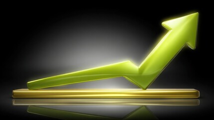 Poster - Green arrow on a black background indicating technical analysis and positive trendline break in cryptocurrency markets