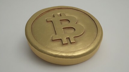 Poster - Gold coin featuring bitcoin symbol illustrating technical confidence in cryptocurrency market analysis and performance
