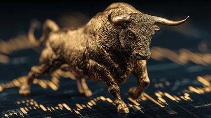 Poster - Dynamic image of a bull running on a circuit symbolizing the bull market in cryptocurrency and financial growth