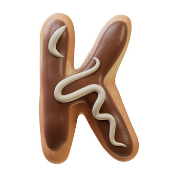 3D Font.Chocolate Biscuit Donut Font Concept. Isometric Alphabet. Numbers And Letters. 3d rendering isolated on white background