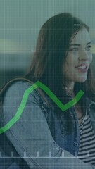 Poster - Animation of data processing over woman using smartphone