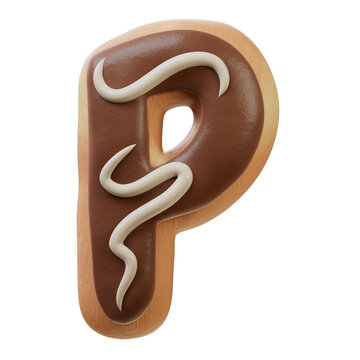 3D Font.Chocolate Biscuit Donut Font Concept. Isometric Alphabet. Numbers And Letters. 3d rendering isolated on white background