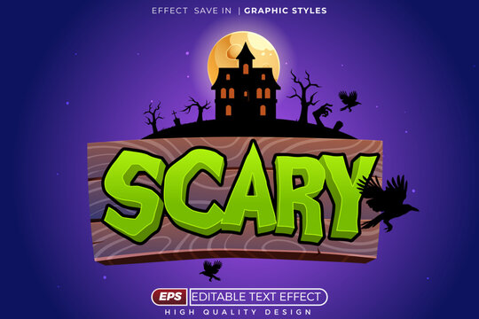 Editable 3d vector text effect scary for halloween poster design