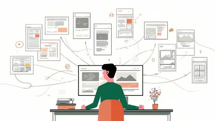 Person working on multiple website layouts