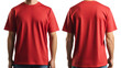 © jendralbiribiri - Red tee shirt is displayed on a man, front and back views offering versatile fashion and apparel presentation.