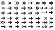 © SAFIICLON - Collection of various right-pointing arrow icons in different designs and styles, all black.