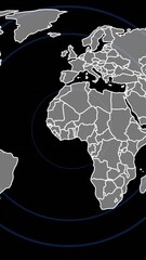 Poster - Animation of world map with concentric circles highlighting global regions