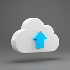 Poster - A 3D rendered cloud icon with a bright blue upward arrow.