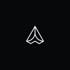 Poster - Linear Letter A Triangular Monogram with black background. 