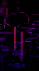 Poster - Vibrant purple and blue lines creating animation in abstract digital data visualization